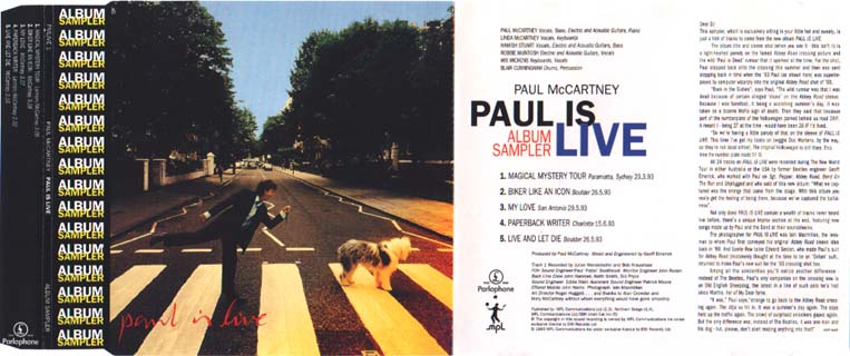 Paul Is Live sampler cover